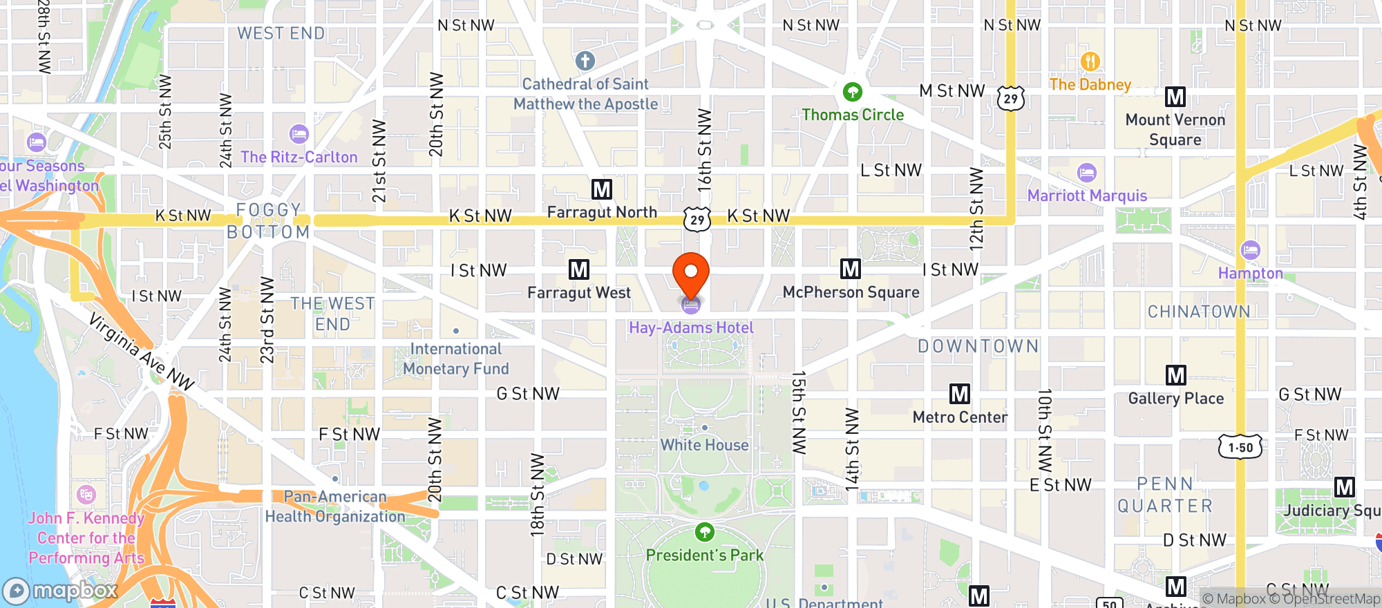 Map showing Hay Adams Hotel