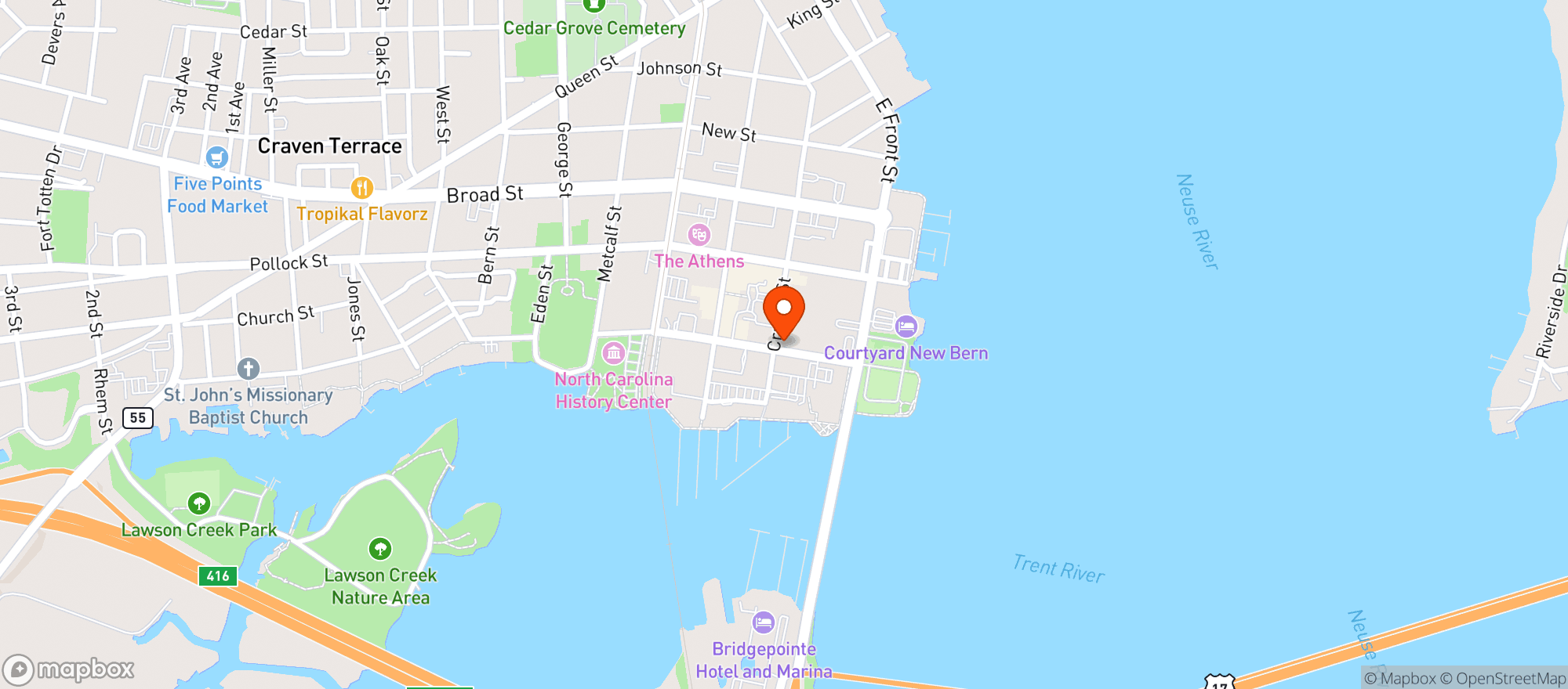 Map showing Nautical Wheelers - New Bern