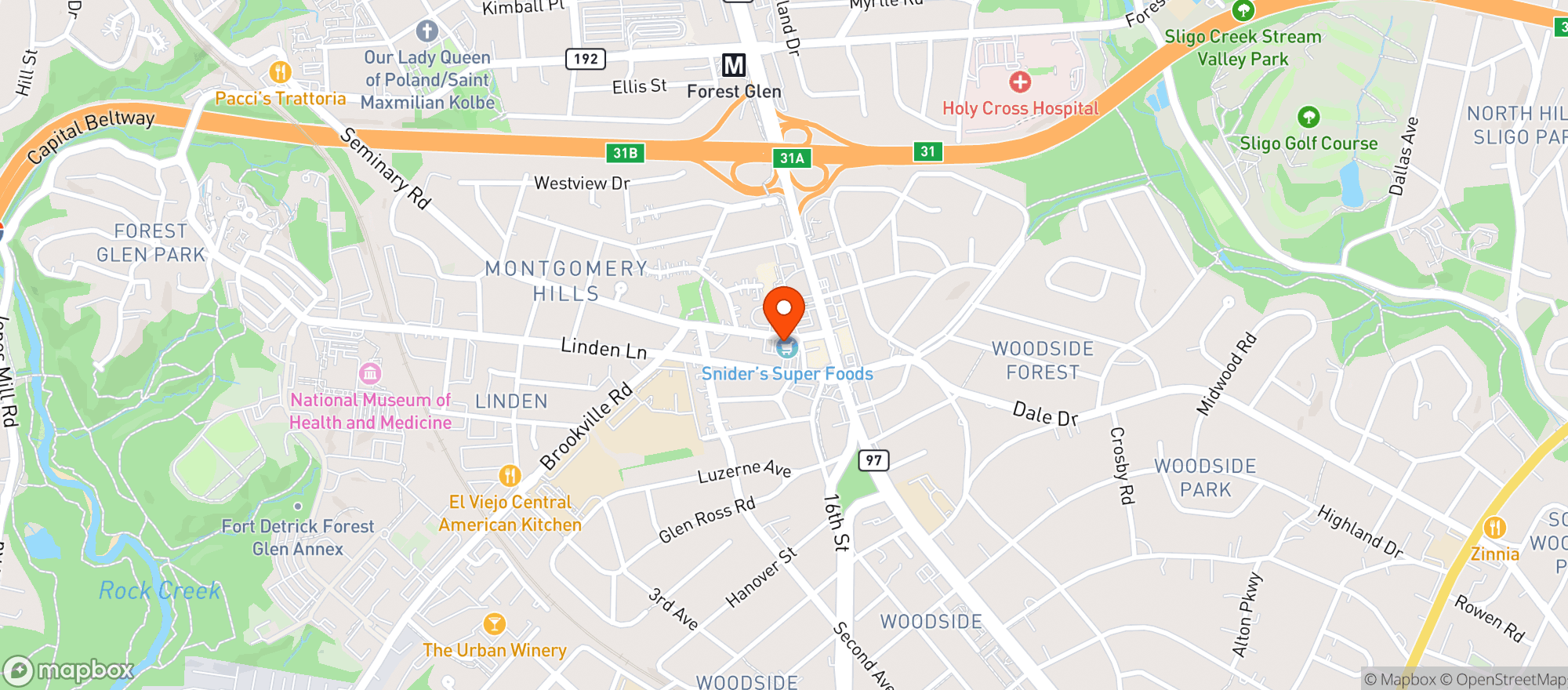 Map showing Snider's Super Food