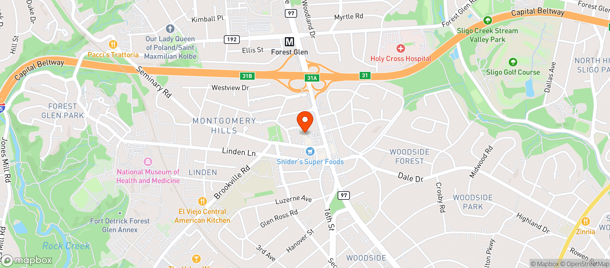 Map showing Seminary Beer Wine & Deli