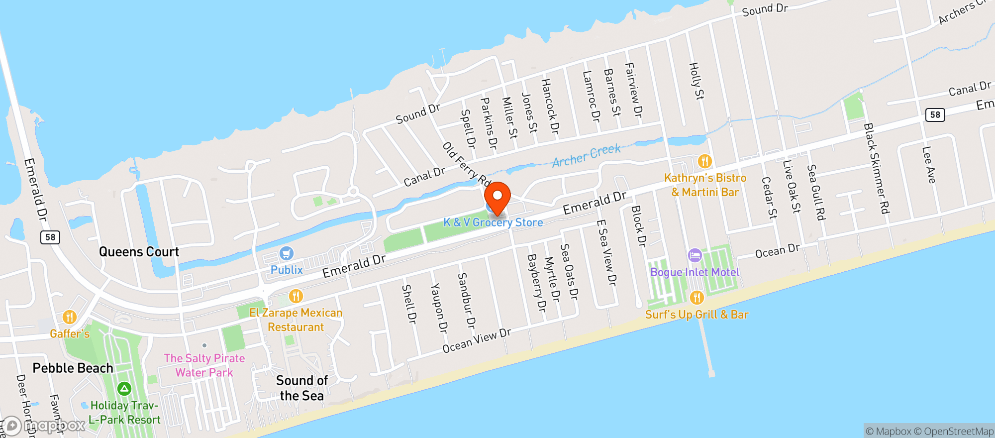 Map showing Fish Hut Grill