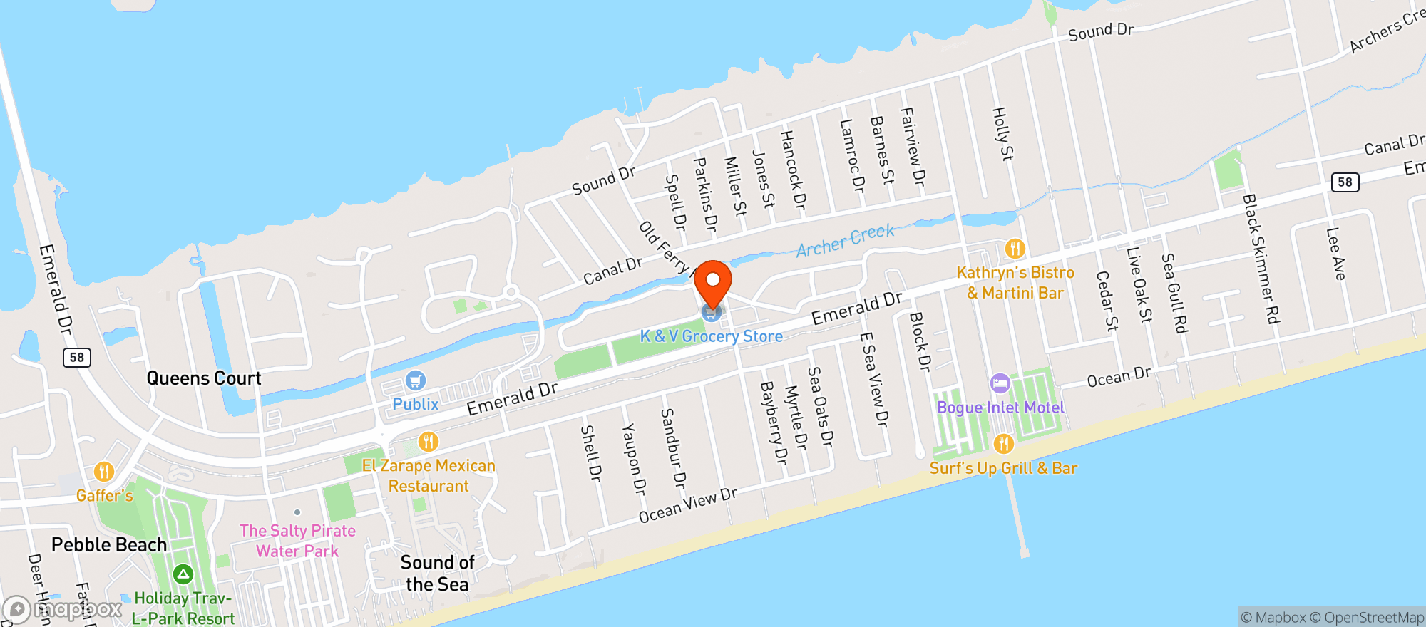 Map showing Flipperz Family Bar & Grill