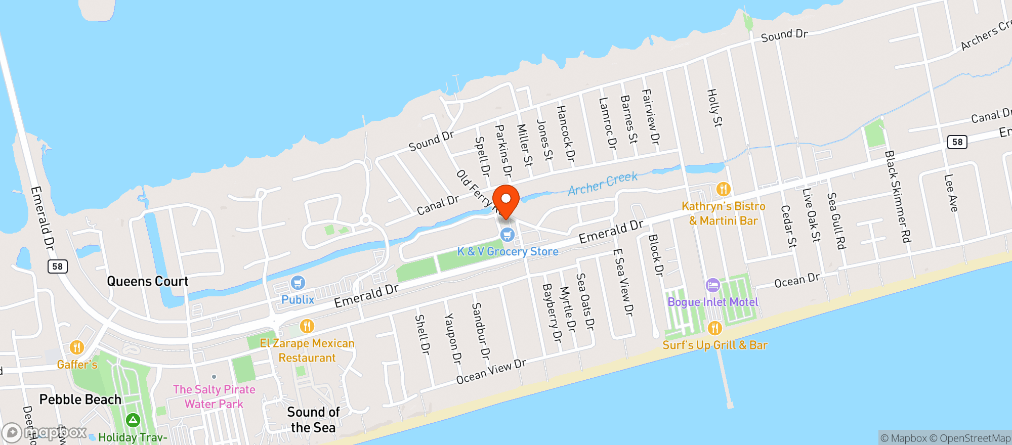 Map showing Thirsty Surfer