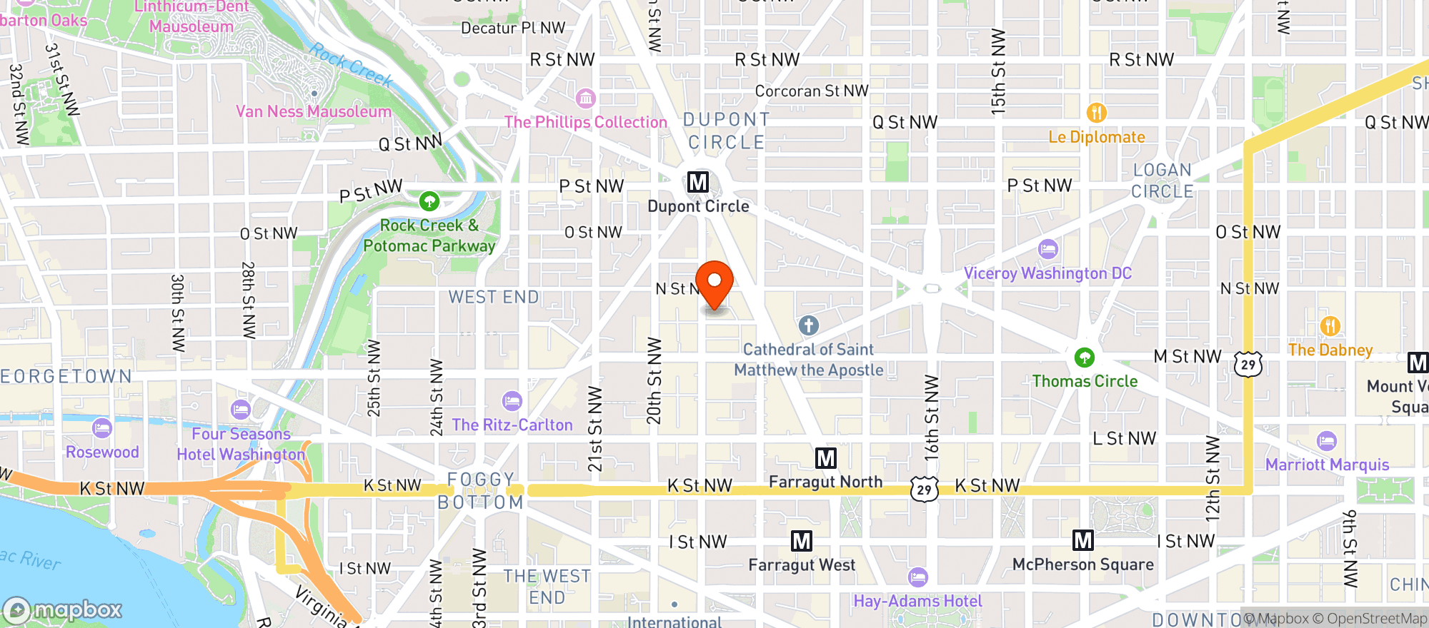 Map showing Palm Restaurant