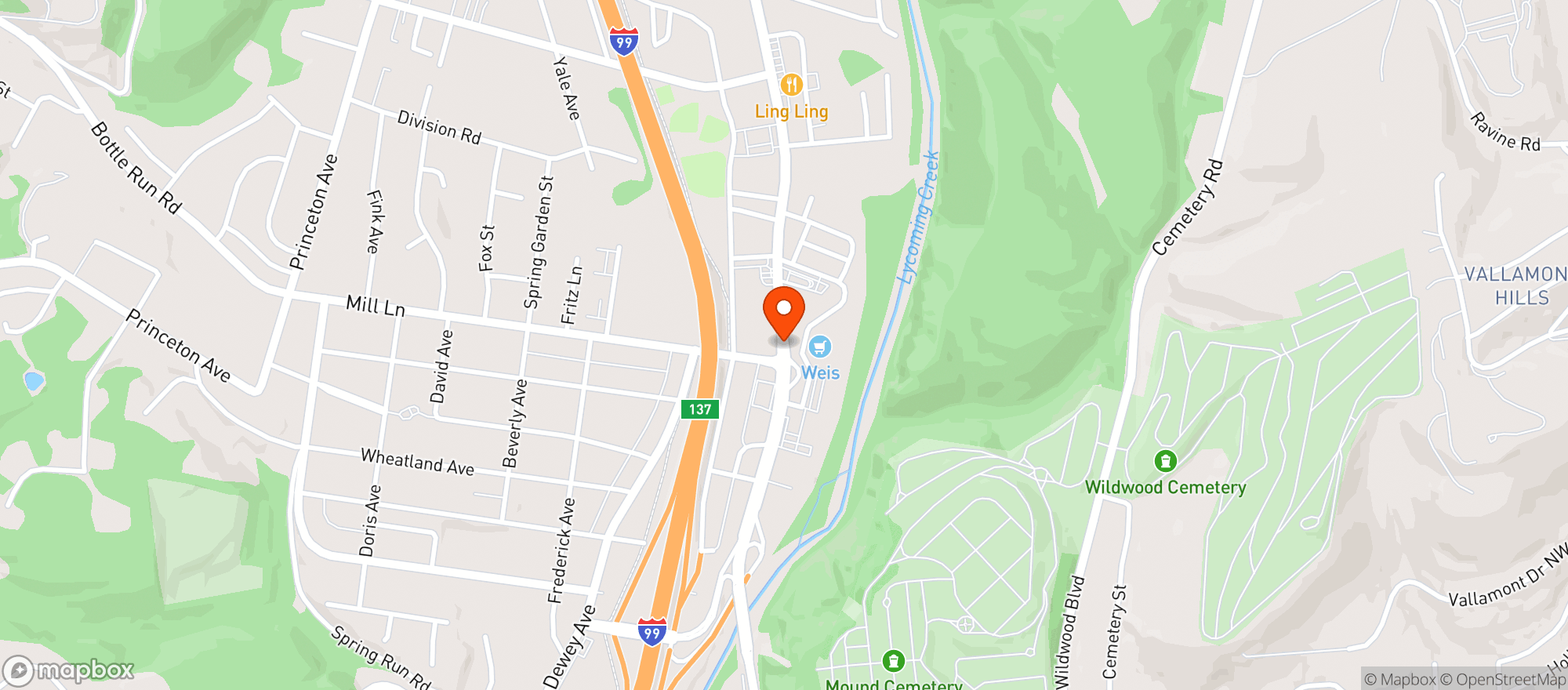 Map showing Weis Market Cafe