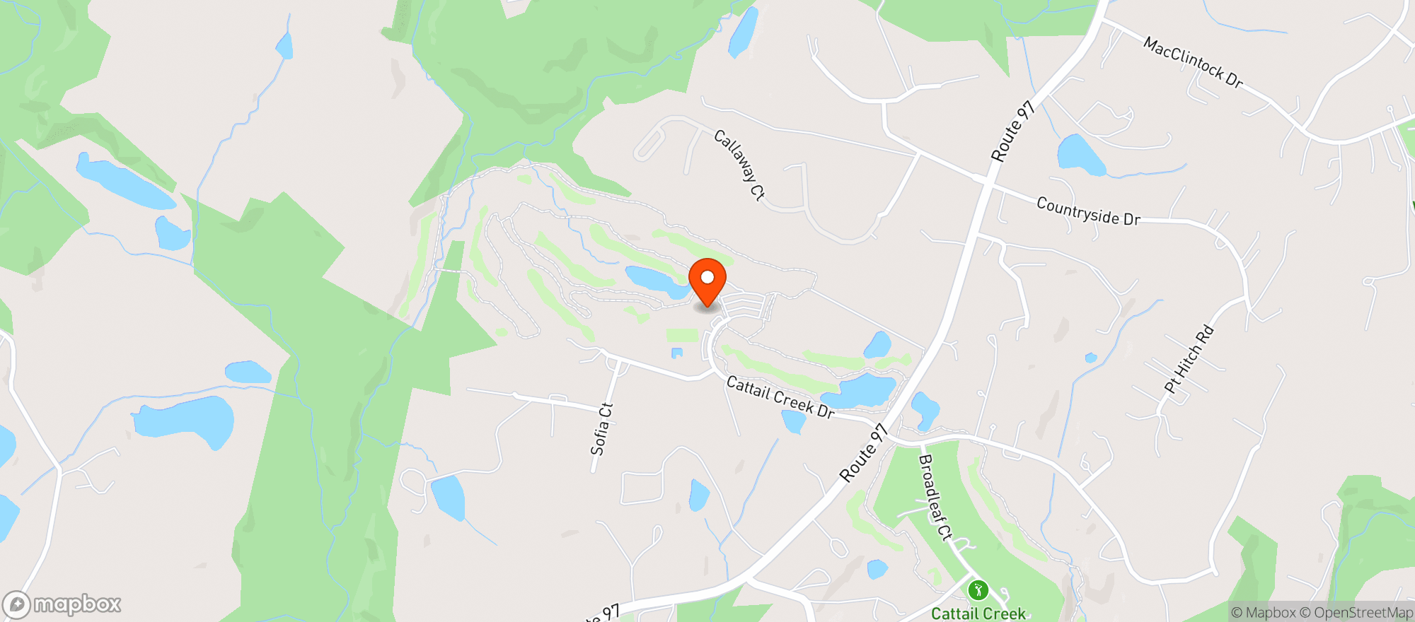 Map showing Cattail Creek Country Club