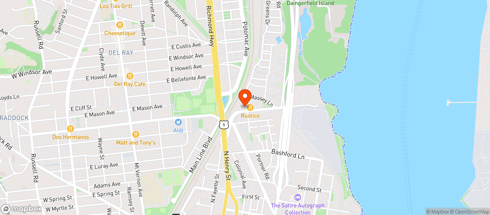 Map showing Slaters Restaurant & Market