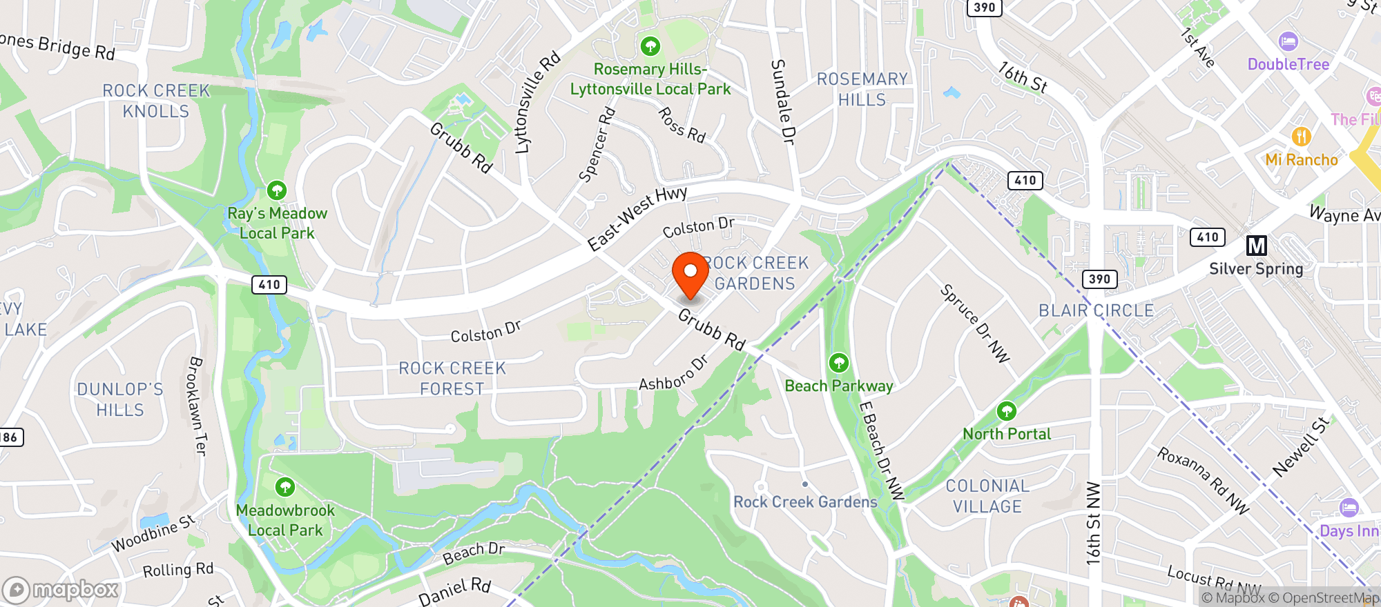 Map showing Corner Market and Pharmacy