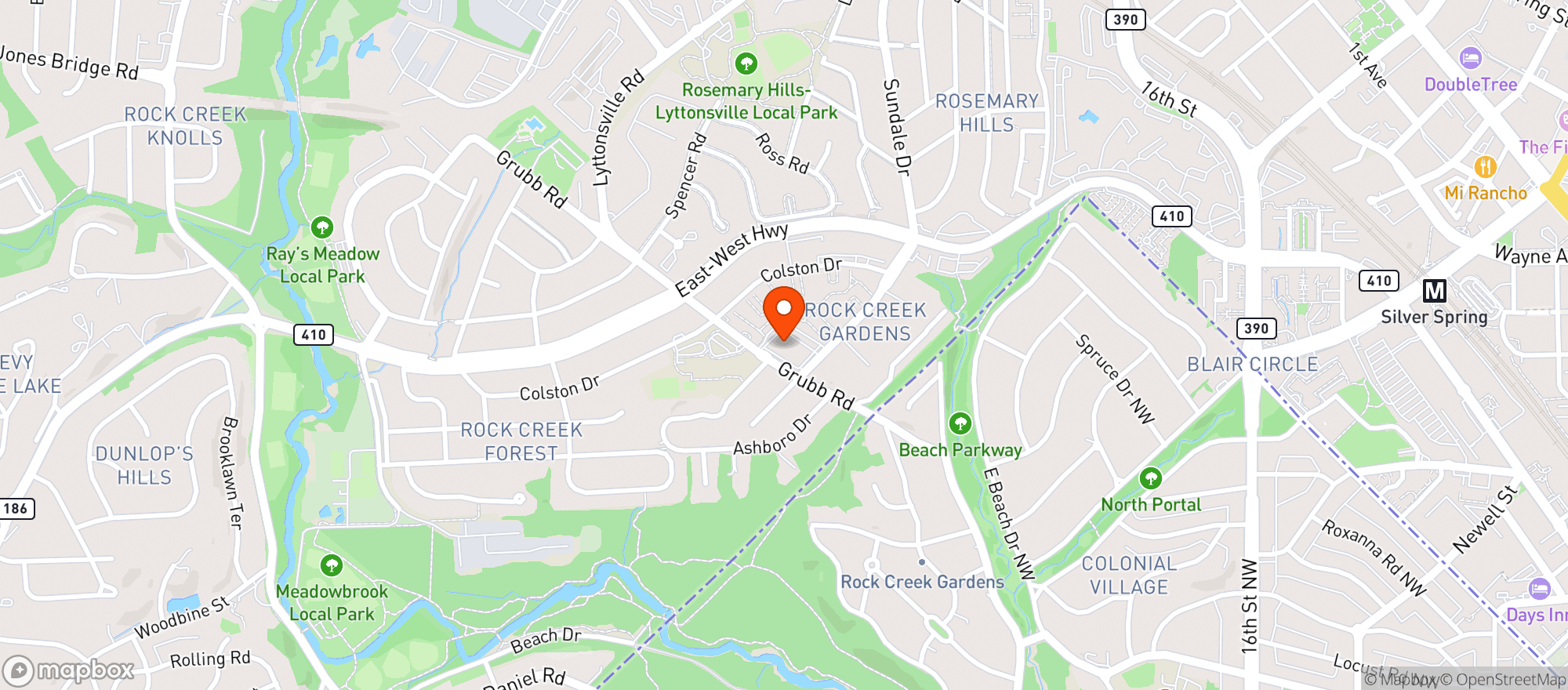 Map showing Parkway Deli & Restaurant