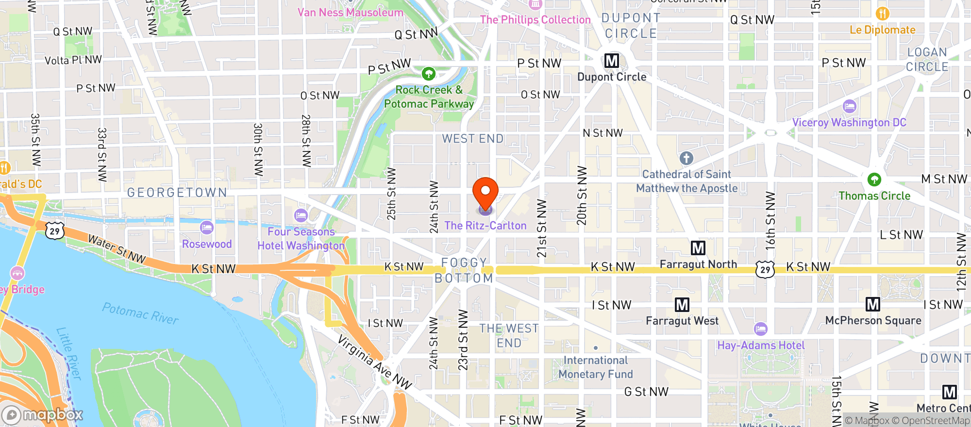 Map showing Ritz Carlton