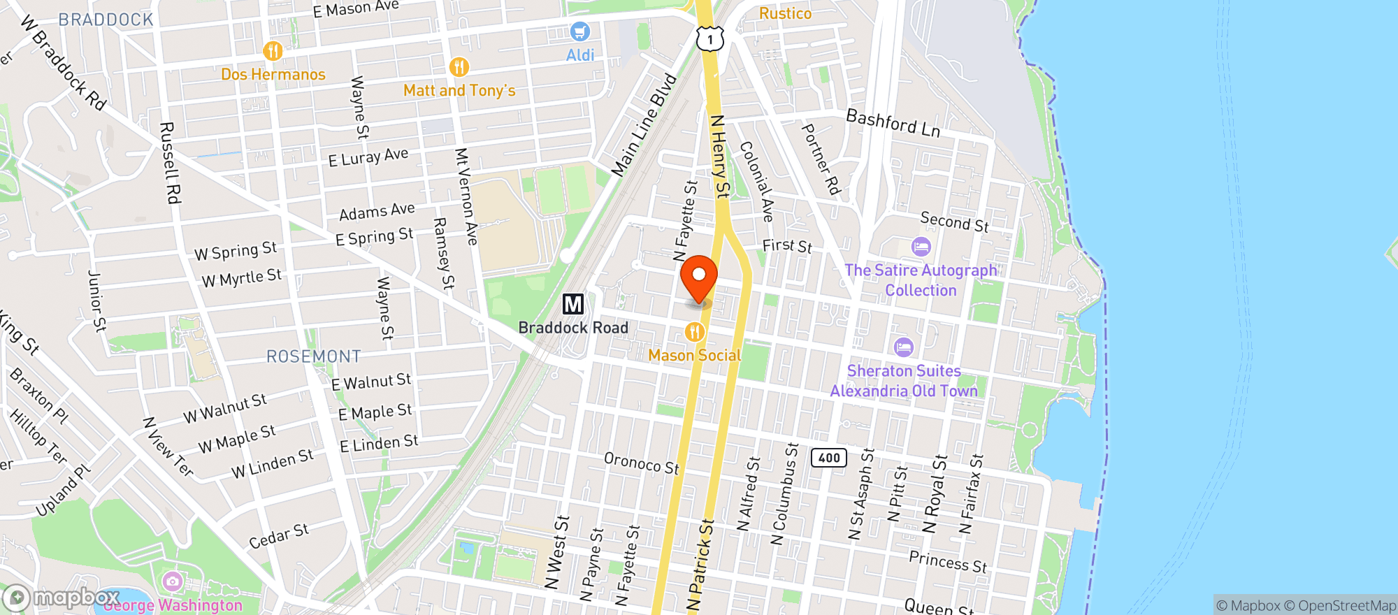Map showing Lost Dog Cafe - Alexandria