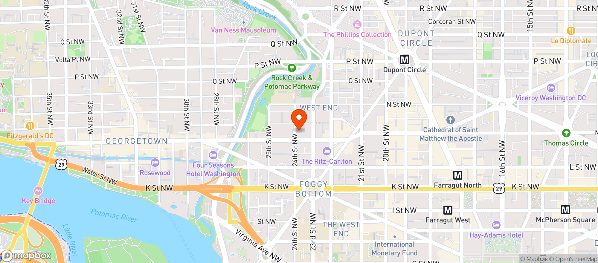 Map showing Park Hyatt Washington