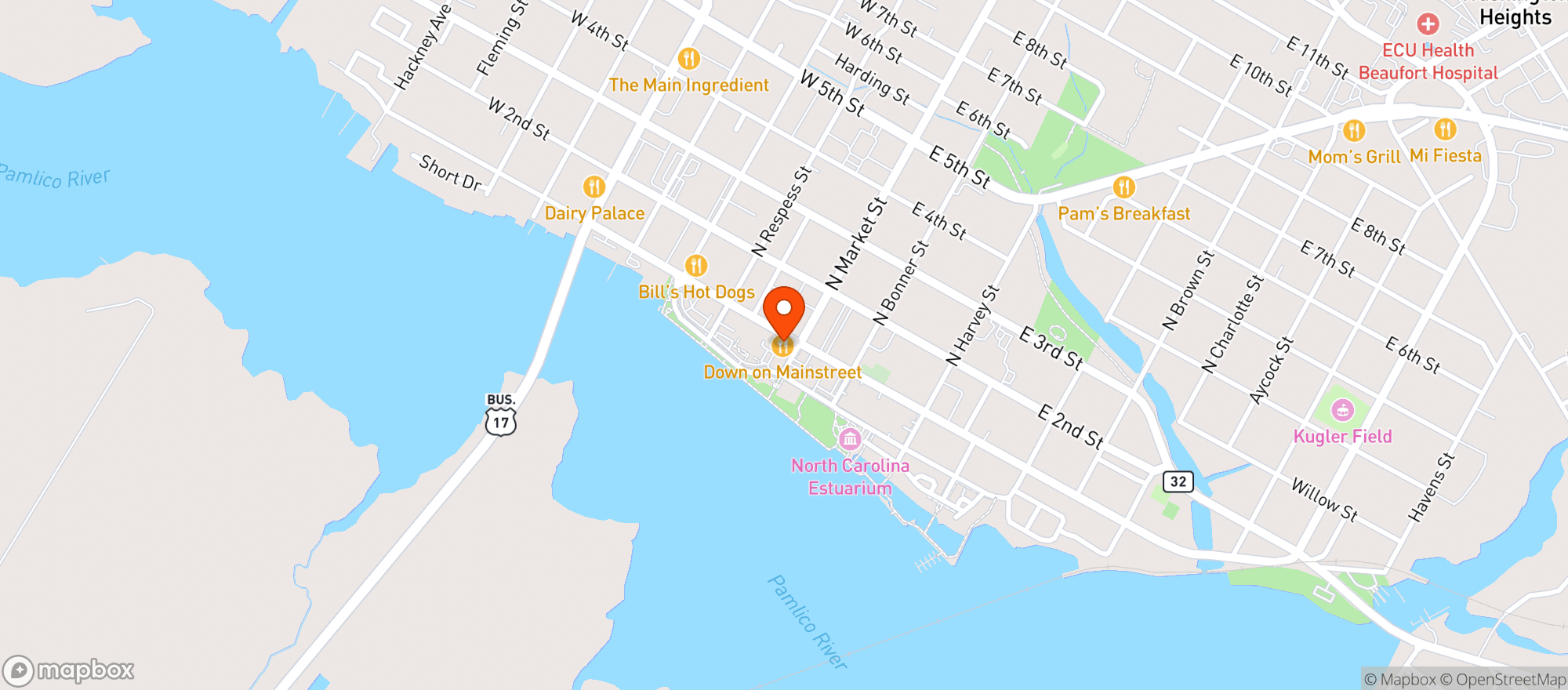 Map showing Down On Main
