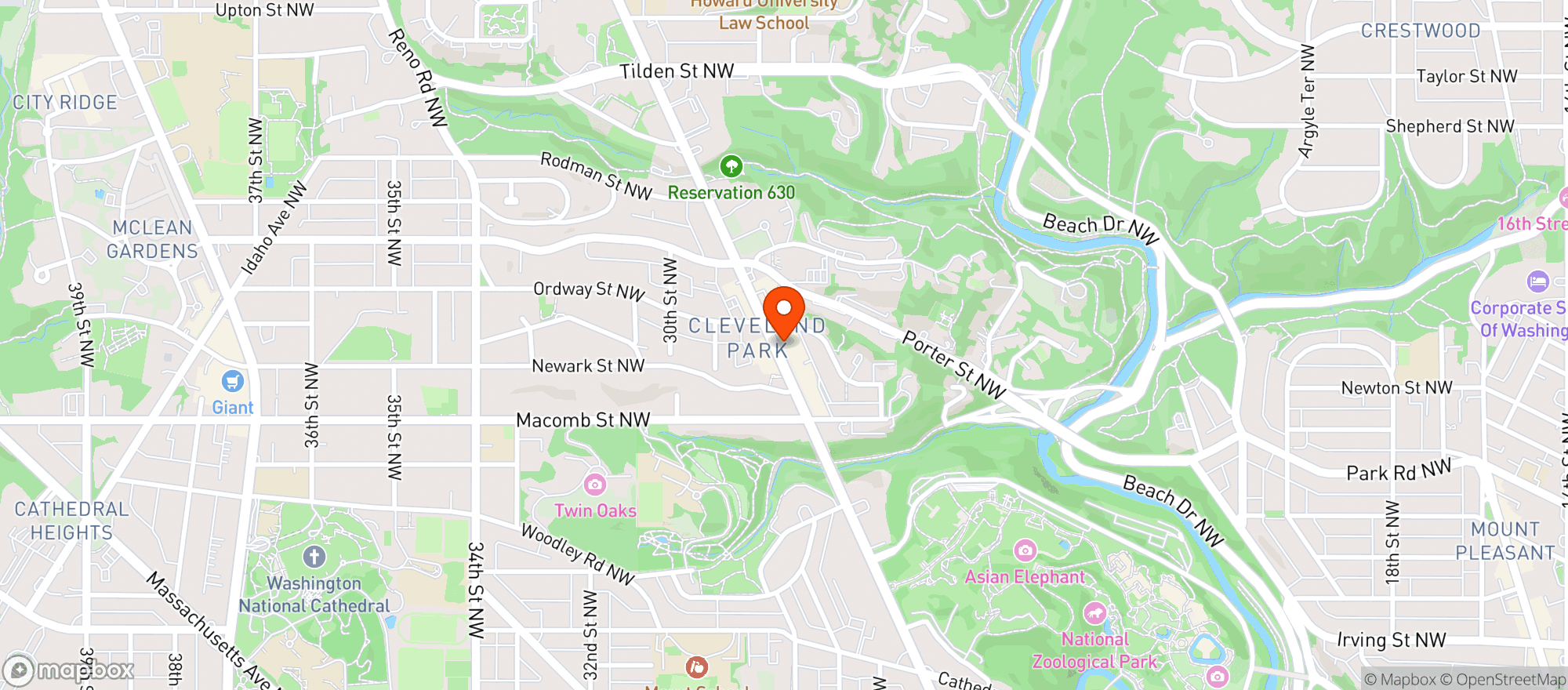 Map showing Cleveland Park Liquor