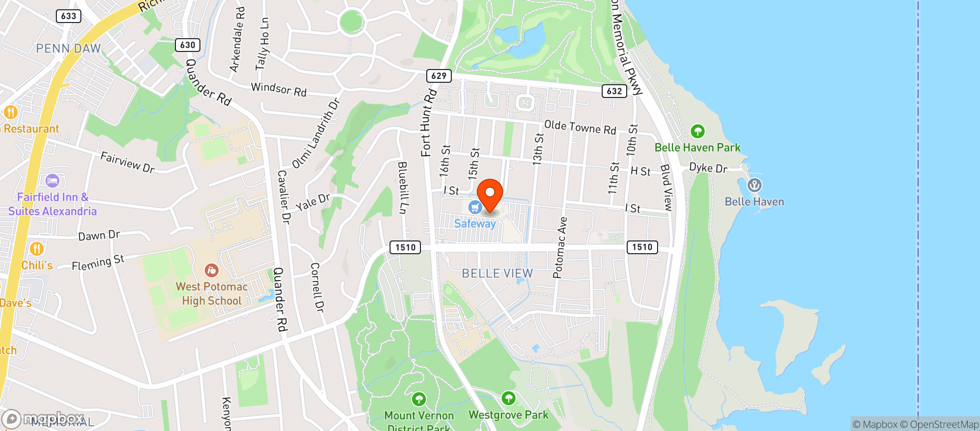 Map showing Safeway
