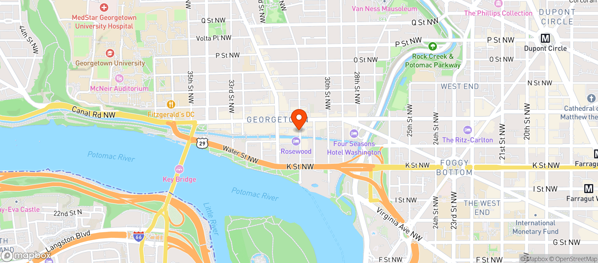 Map showing Rosewood Washington Dc