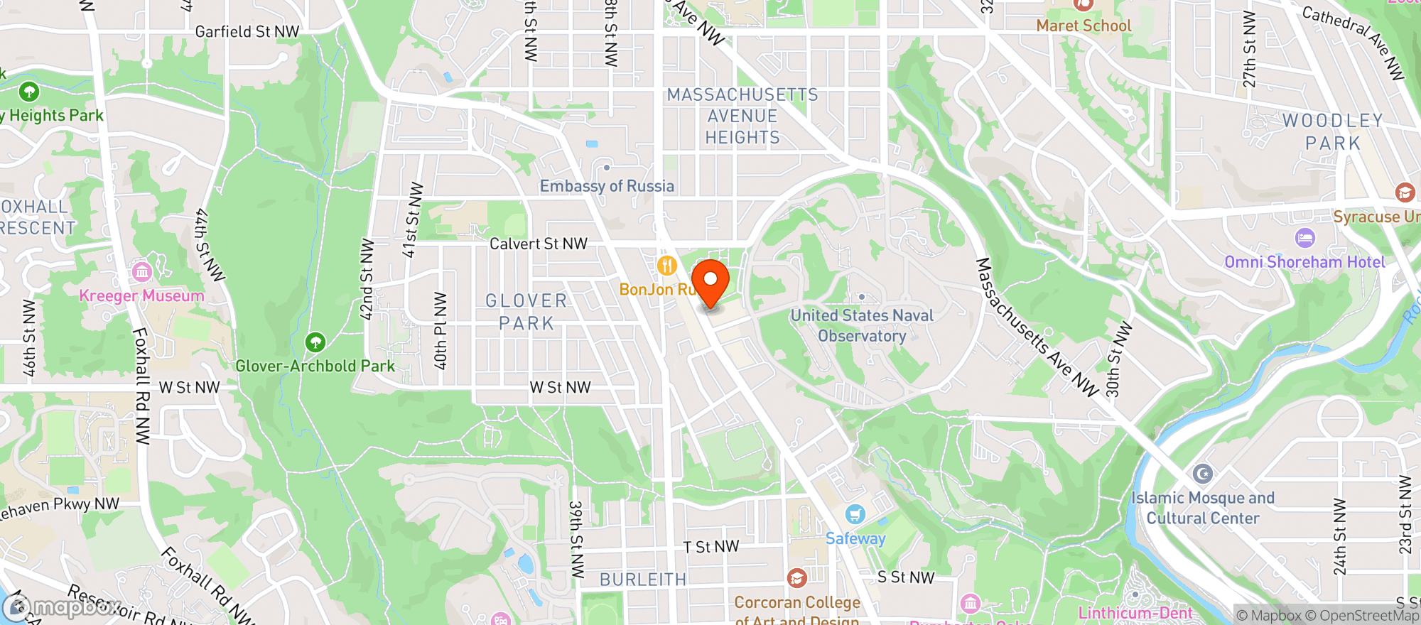 Map showing Whole Foods - Glover Park