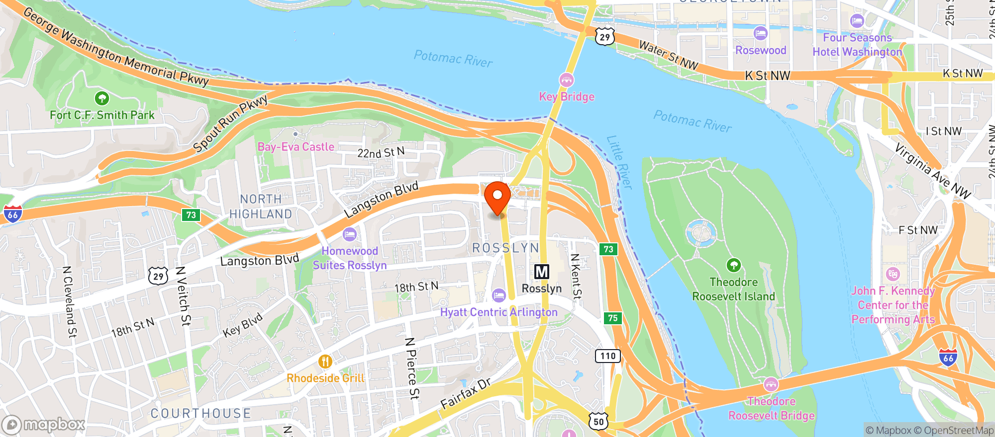 Map showing Hilton Arlington Rosslyn At The Key