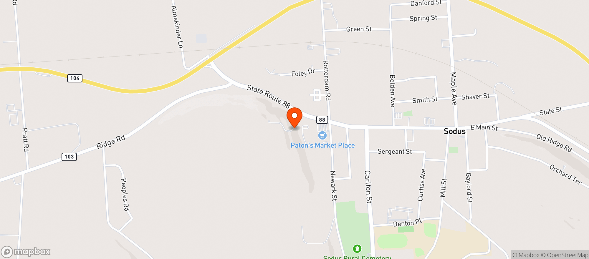 Map showing Sodus Liquor