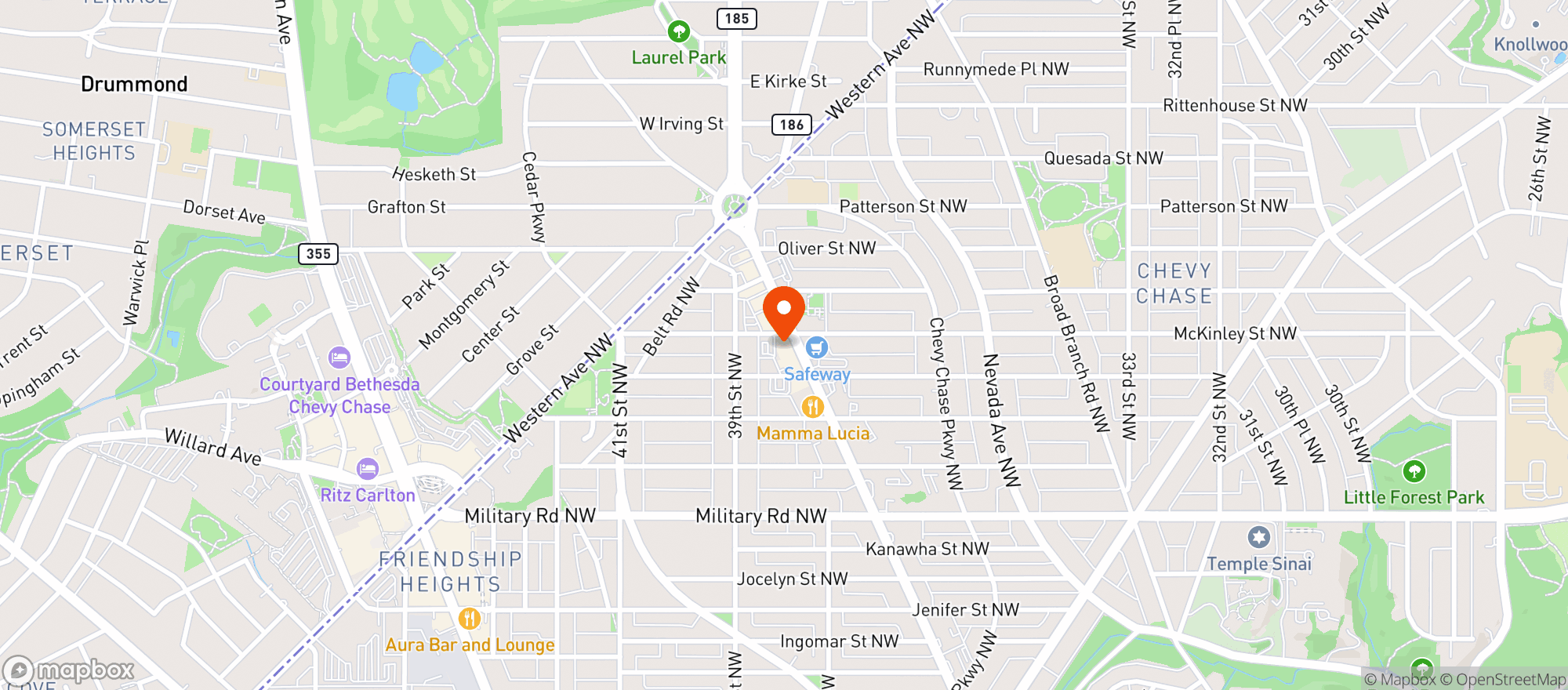 Map showing Chevy Chase Liquors