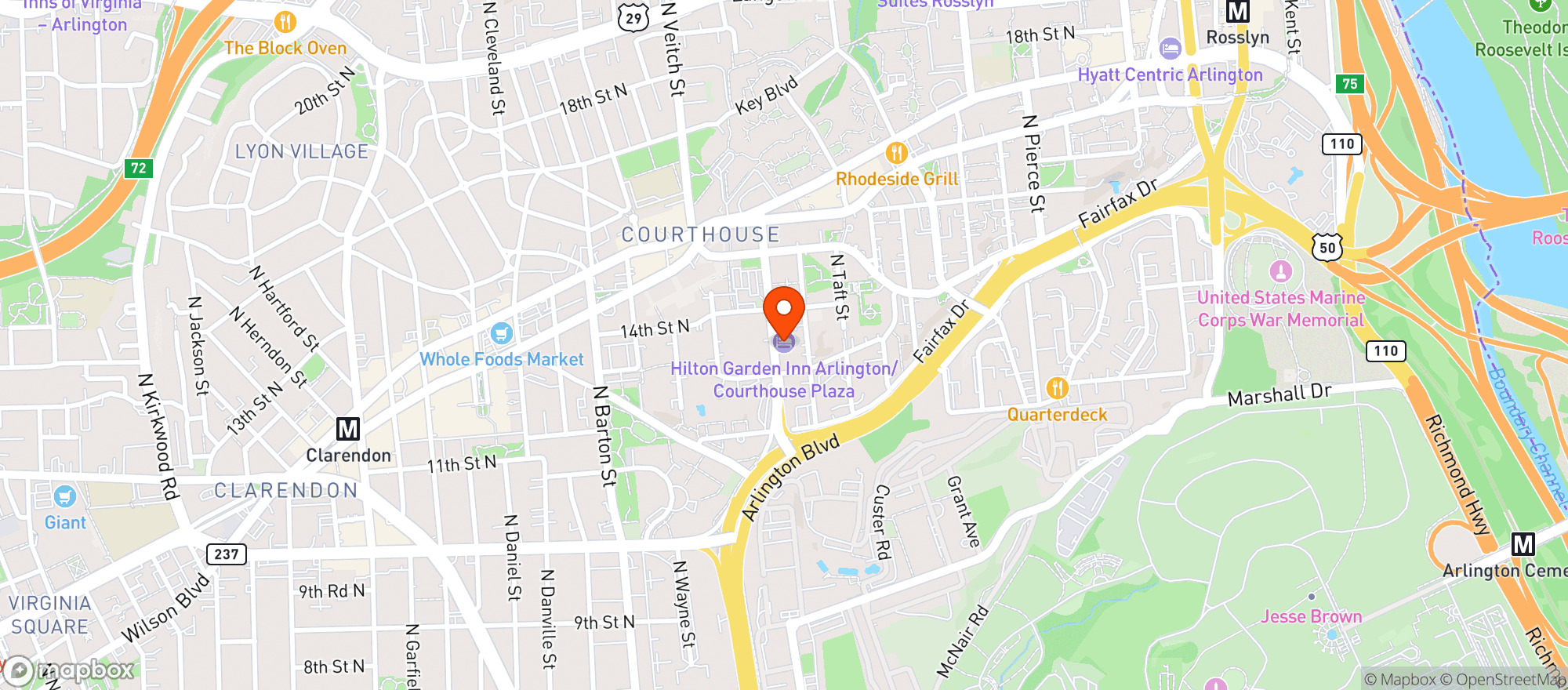 Map showing Hilton Garden Inn
