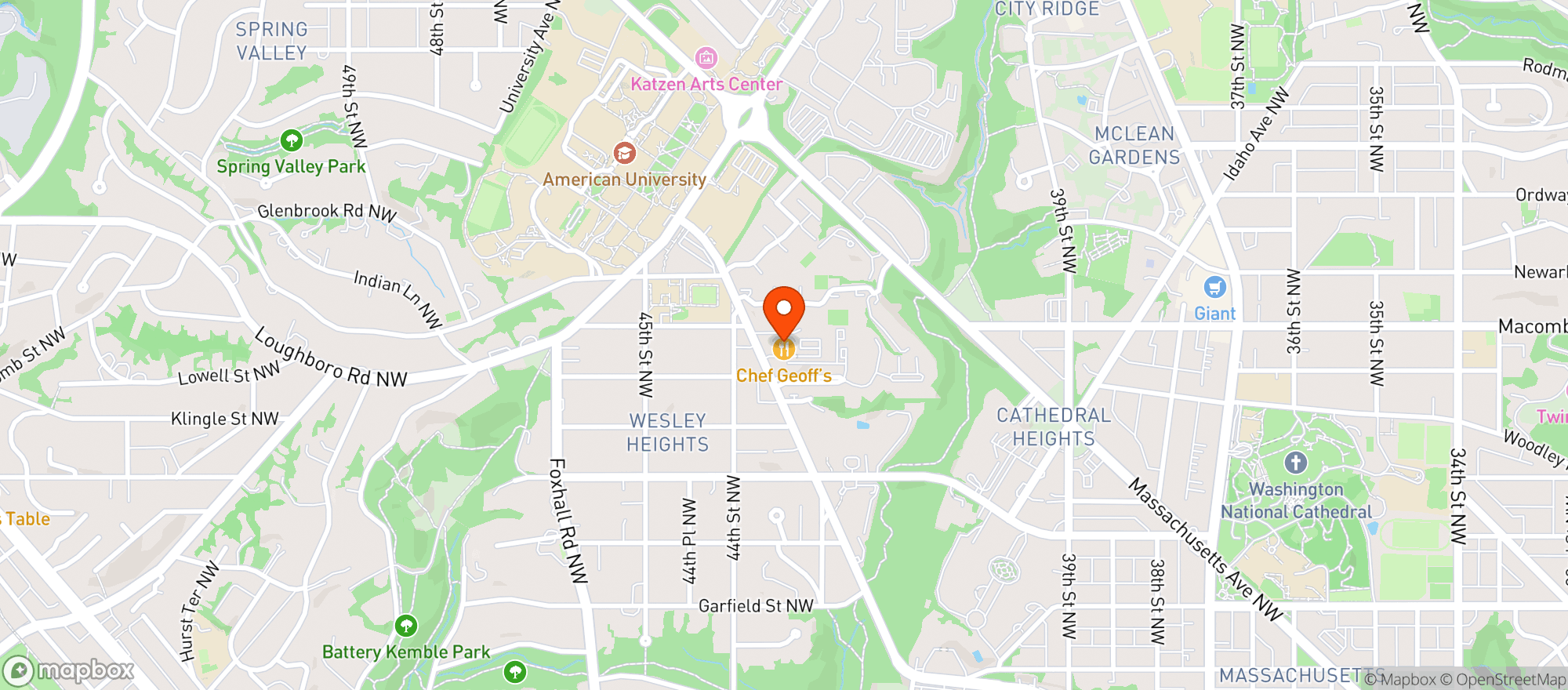 Map showing Chef Geoffs