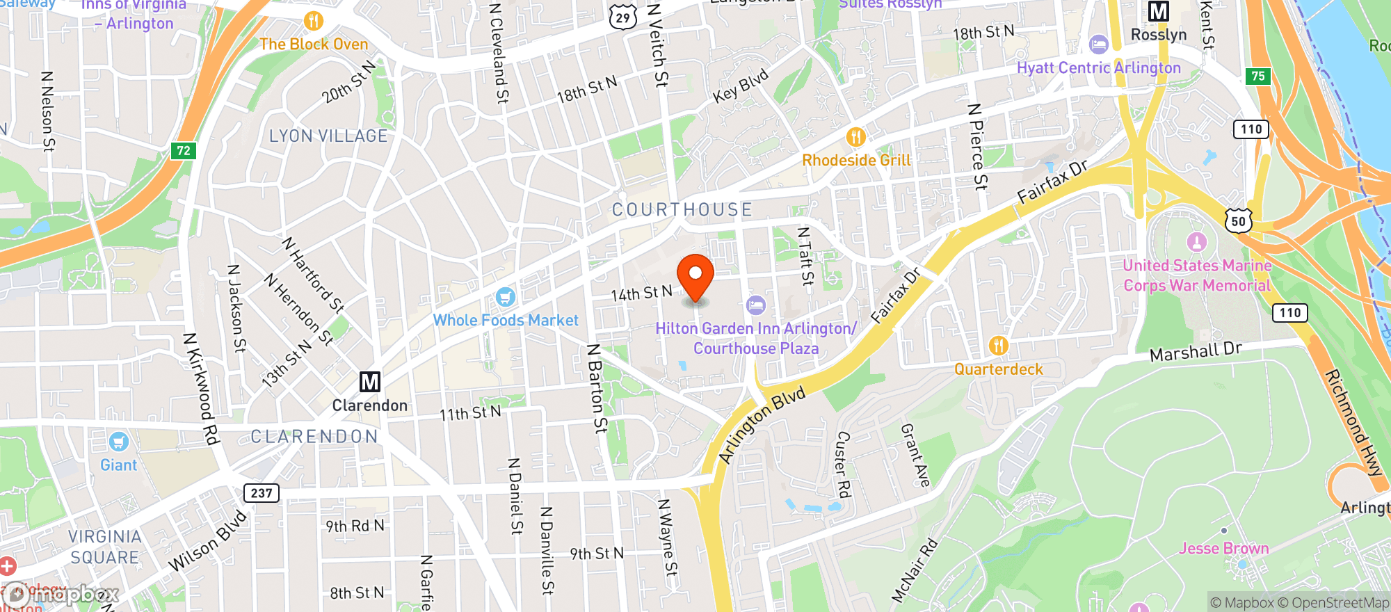 Map showing Courthouse Place Gourmet