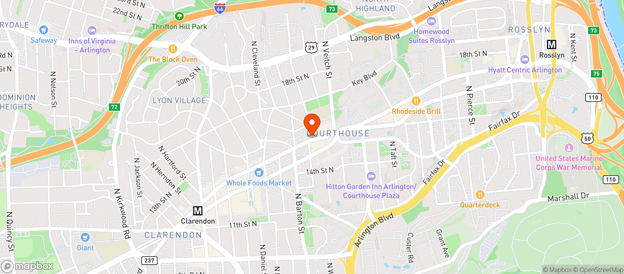 Map showing Hyatt Place