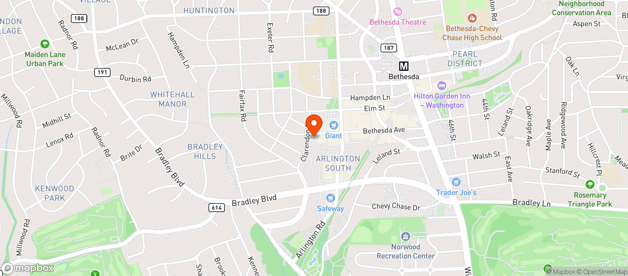 Map showing Bethesda Crab House