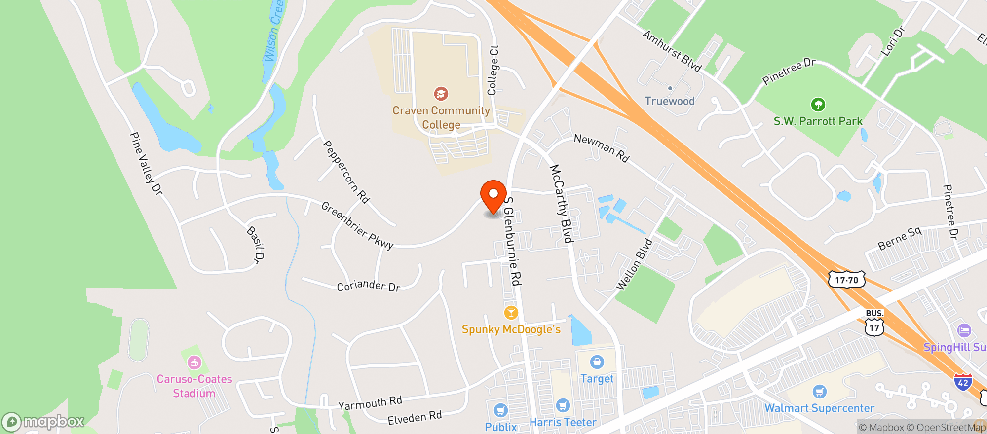 Map showing Handy Mart #4714 - S Glenburnie Rd