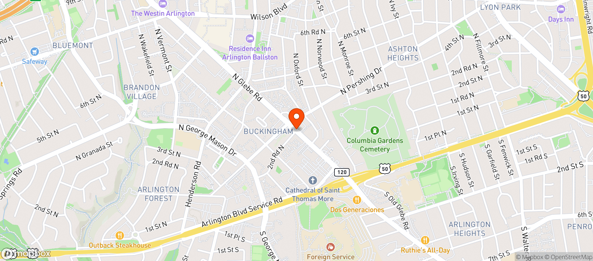 Map showing Rickys Pub & Grill