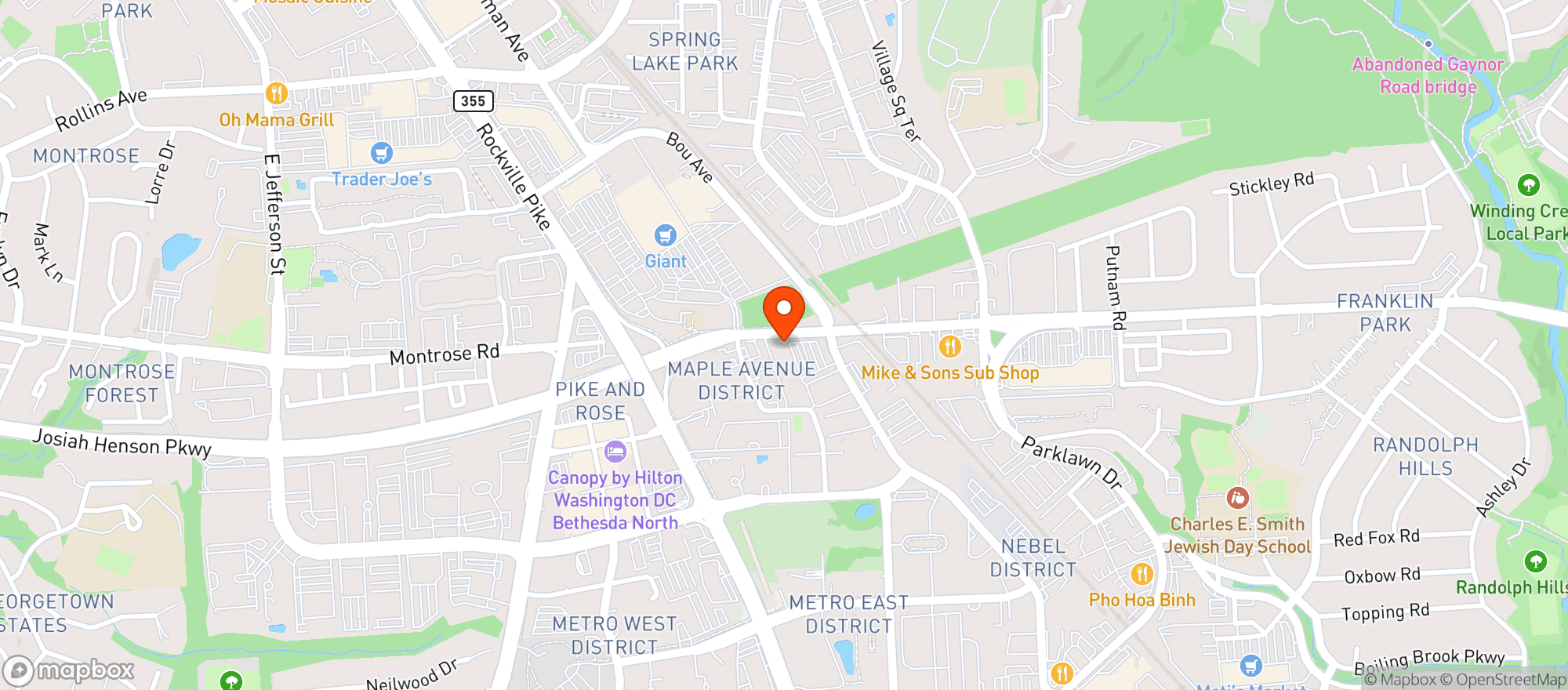 Map showing Mom's Organic Market - Rockville