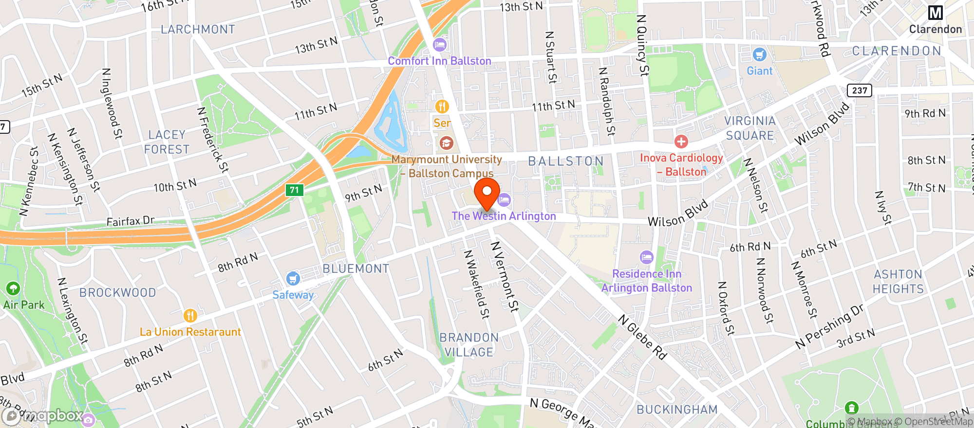 Map showing Total Wine - Ballston