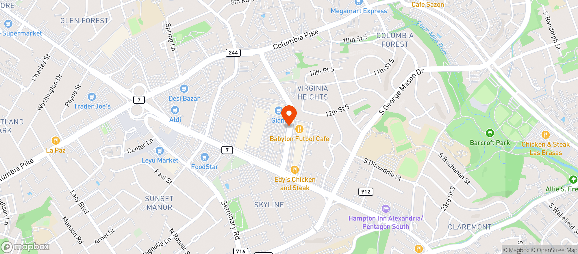 Map showing World Market Falls Church
