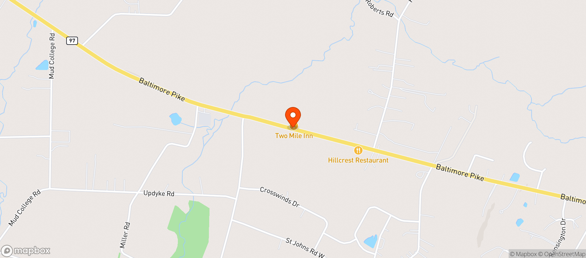 Map showing Two Mile Inn