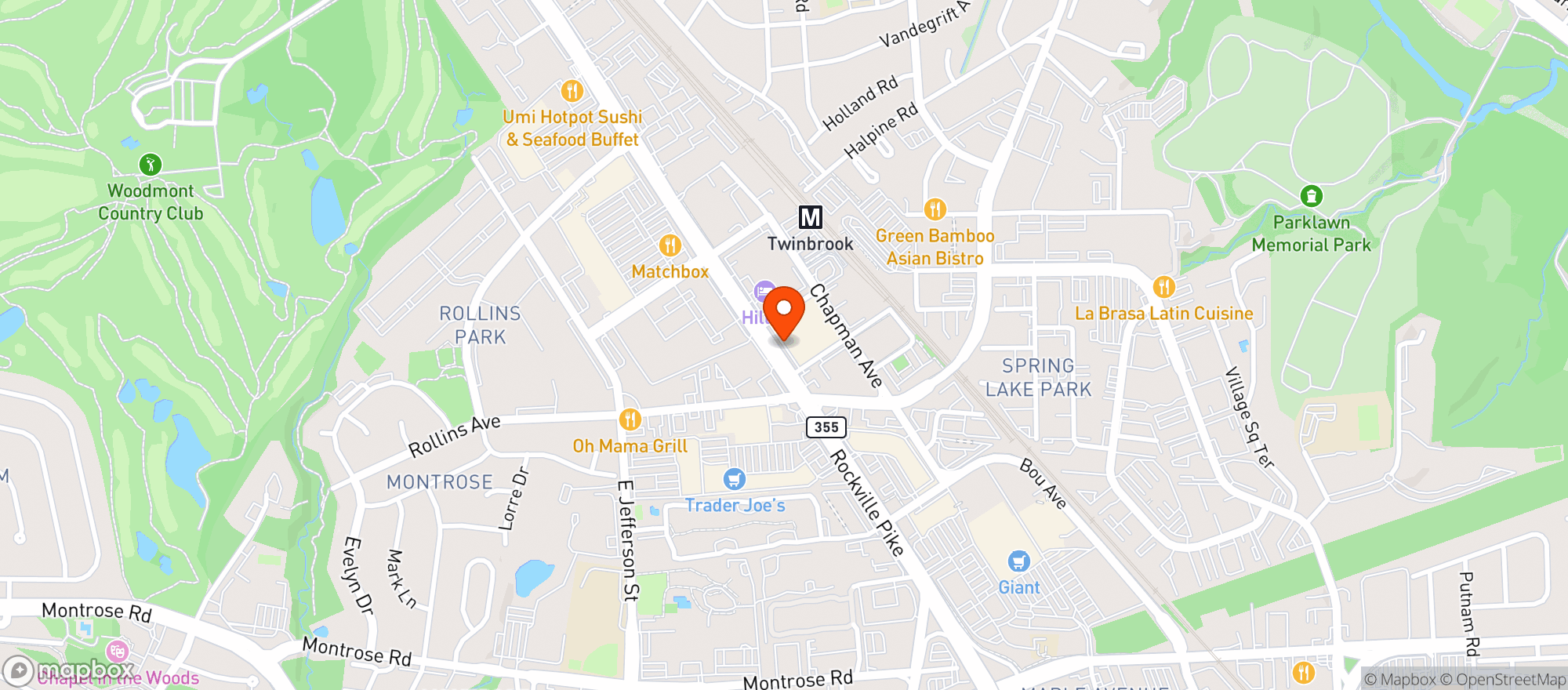 Map showing The Rockville Pike