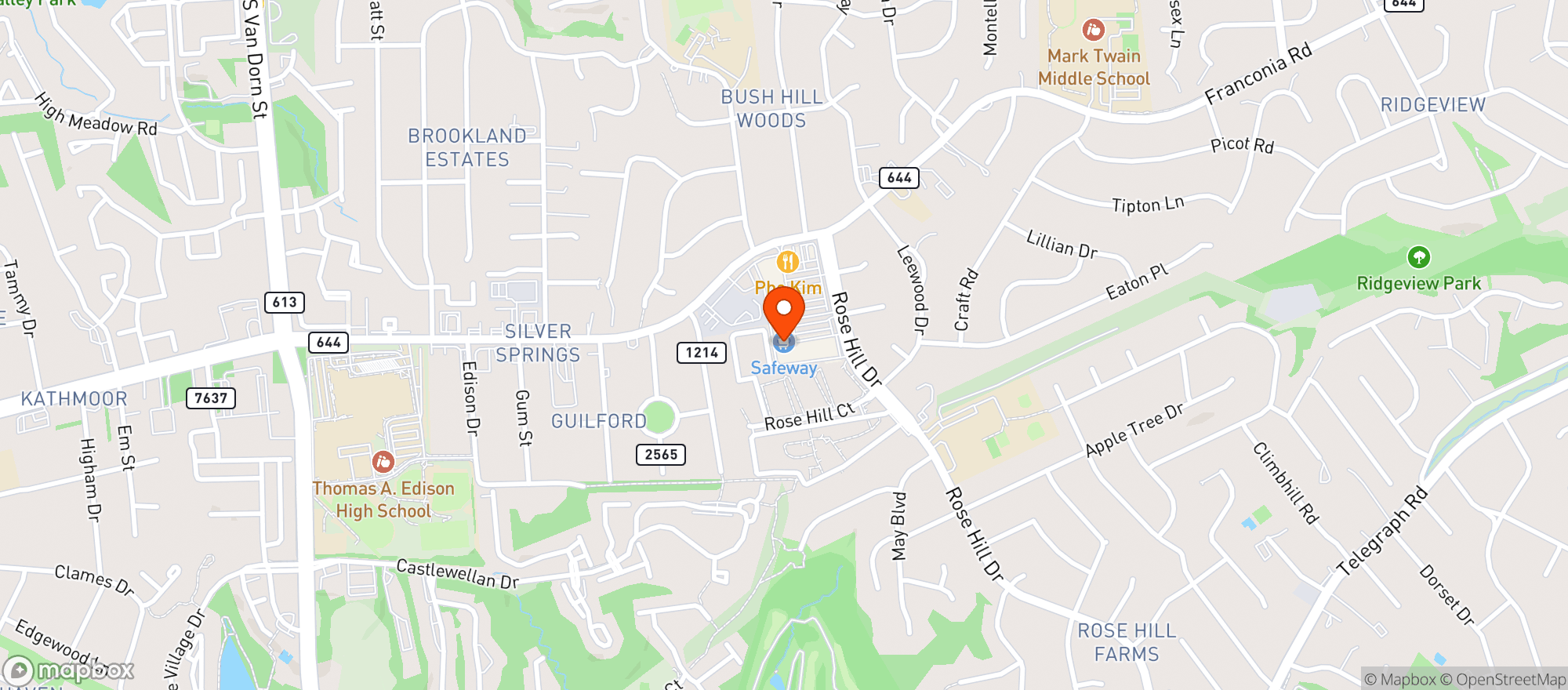 Map showing Safeway Store 1285 #1853