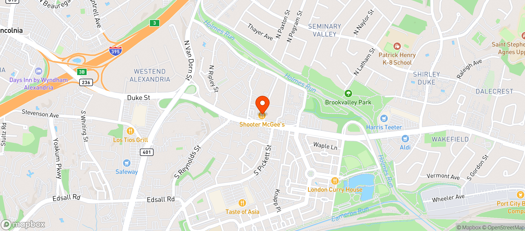 Map showing Shooter Mcgees