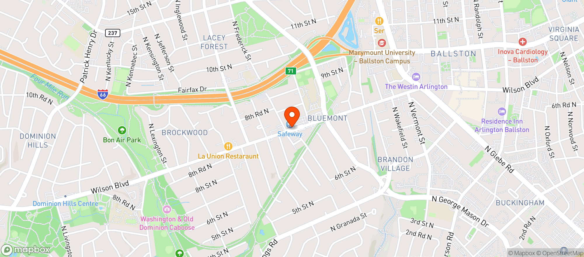 Map showing Safeway Store