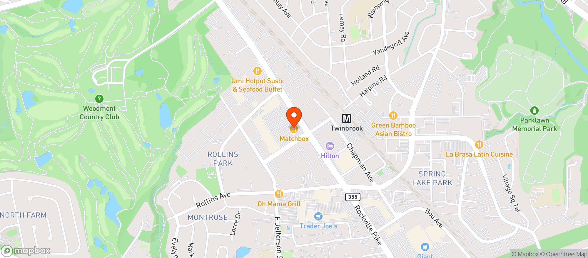 Map showing Matchbox American Kitchen