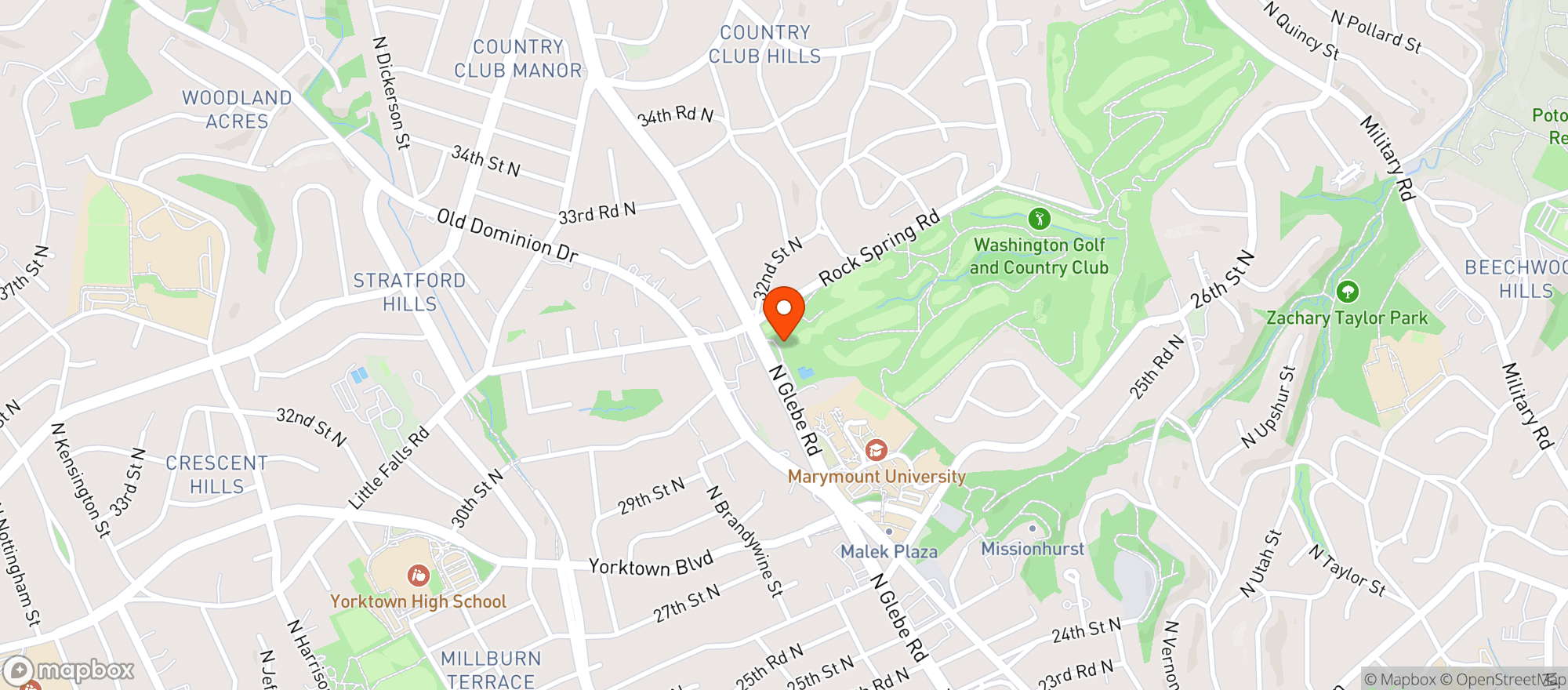 Map showing Washington Golf & Country Club