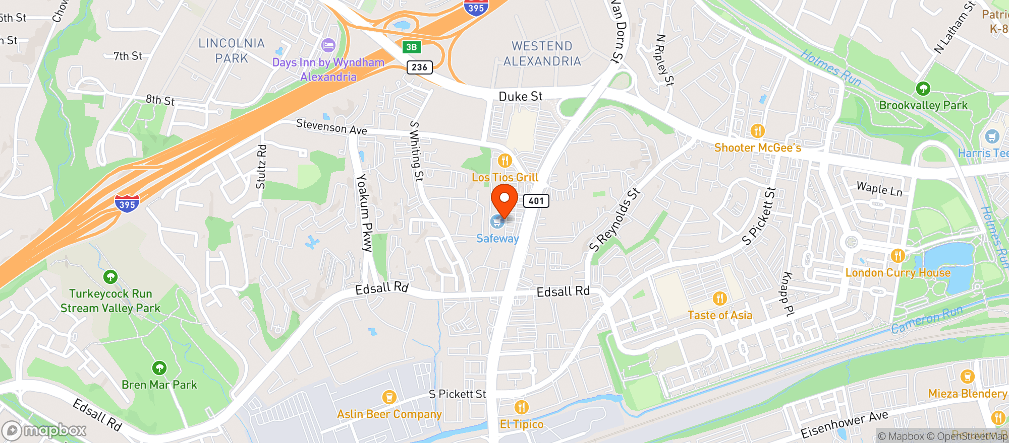 Map showing Safeway