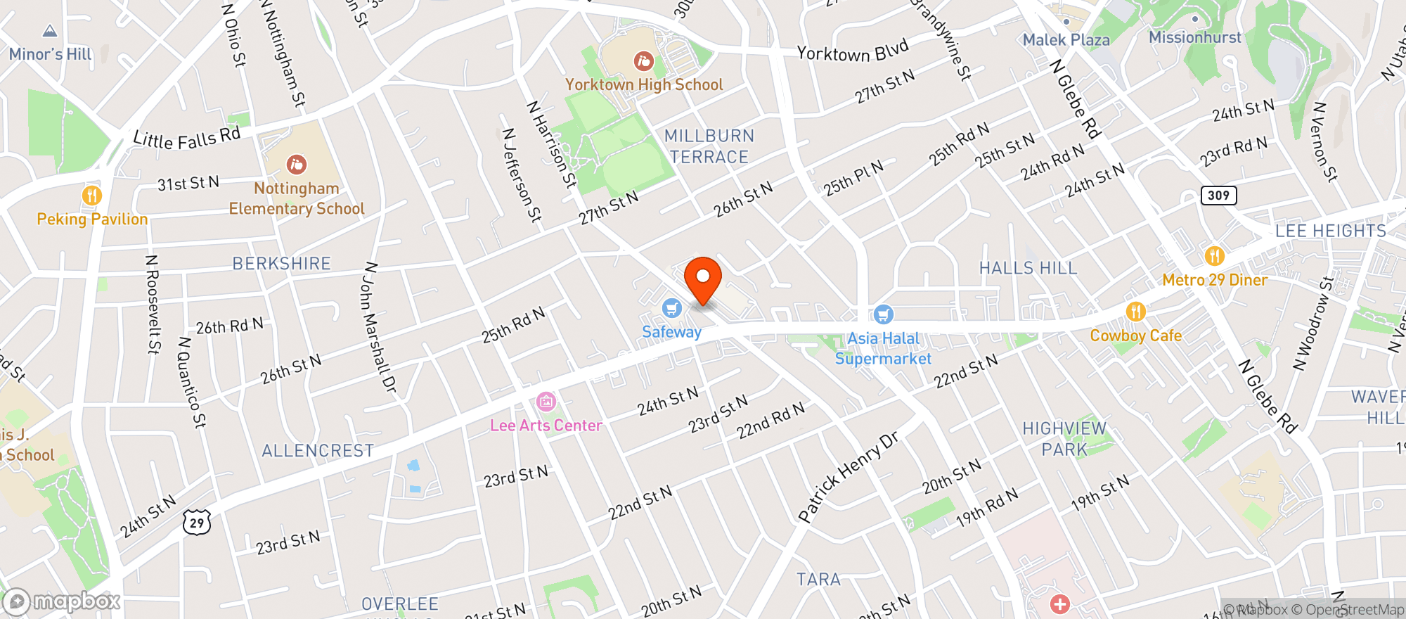 Map showing Harris Teeter