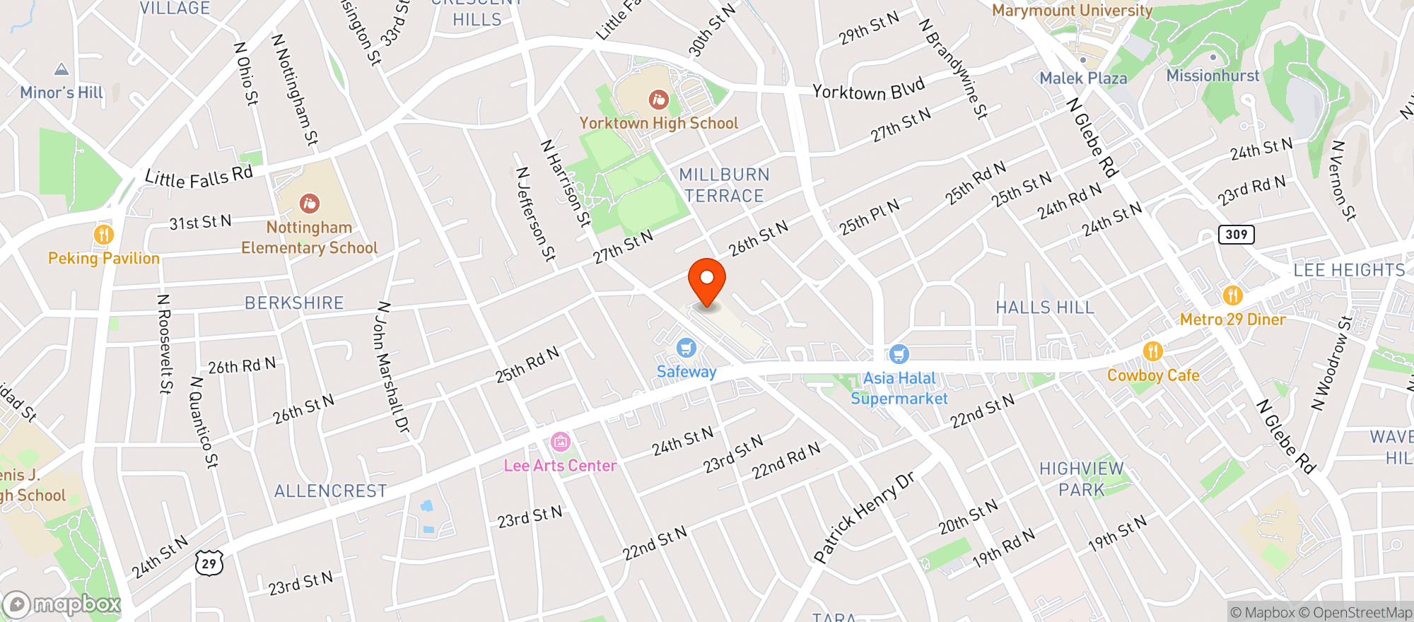 Map showing Taqueria El Poblano