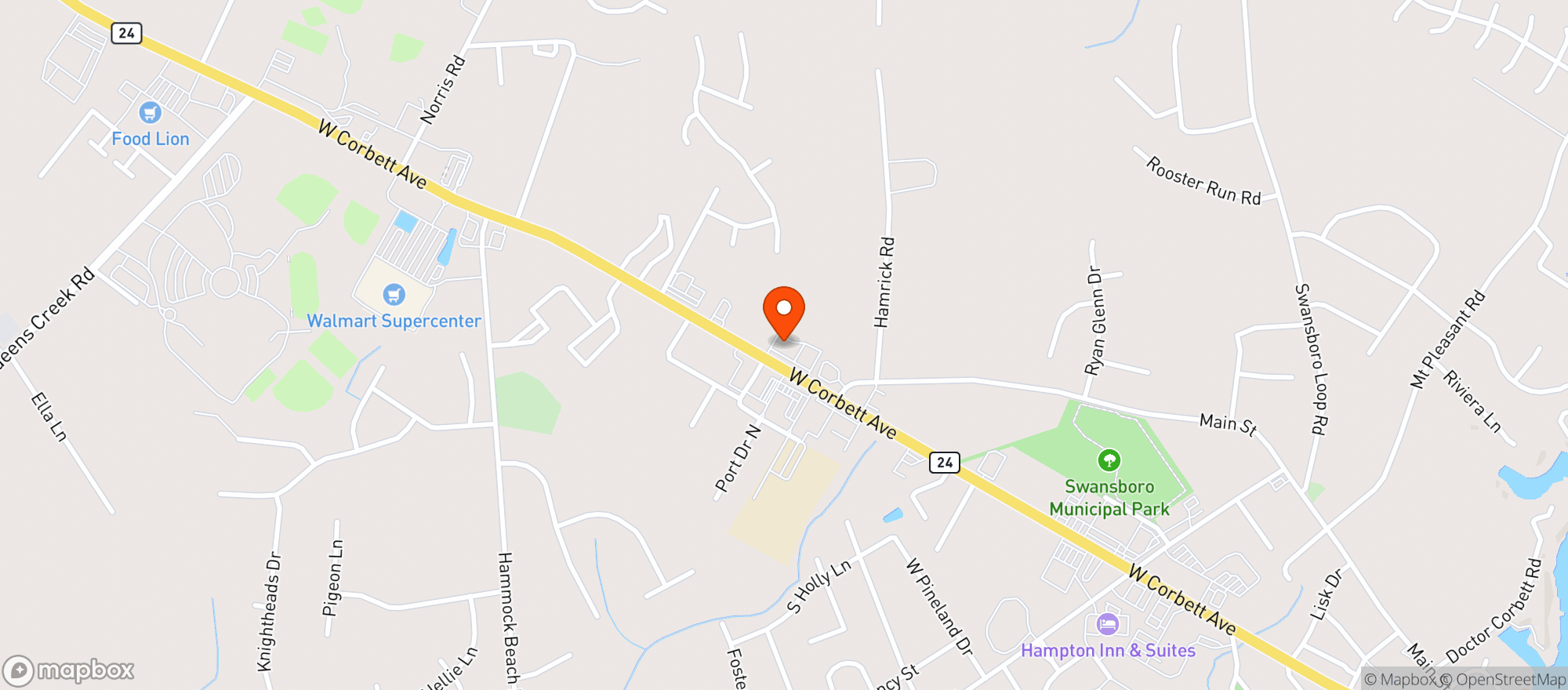 Map showing Crystal Coast Vapors
