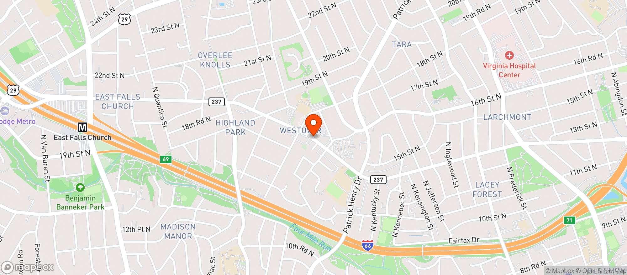 Map showing Westover Market Off Prem