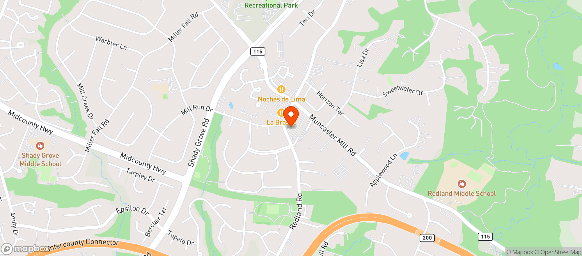 Map showing Derwood Beer & Wine