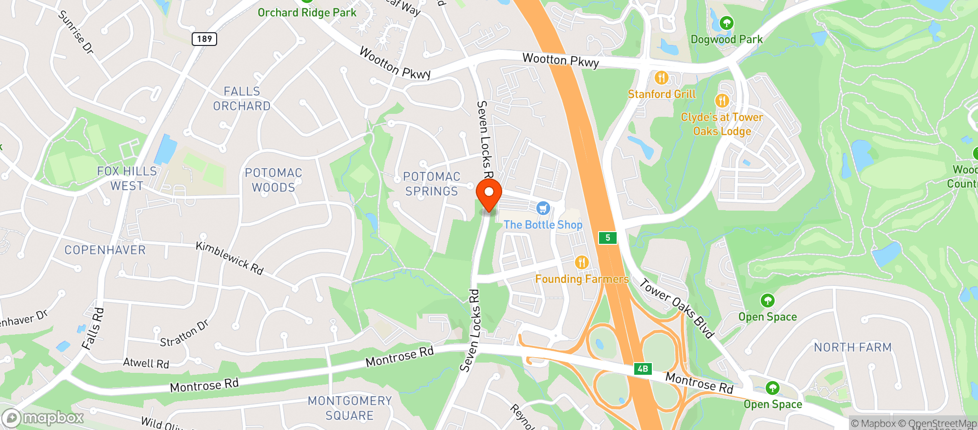 Map showing Quincys Potomac Bar & Grille