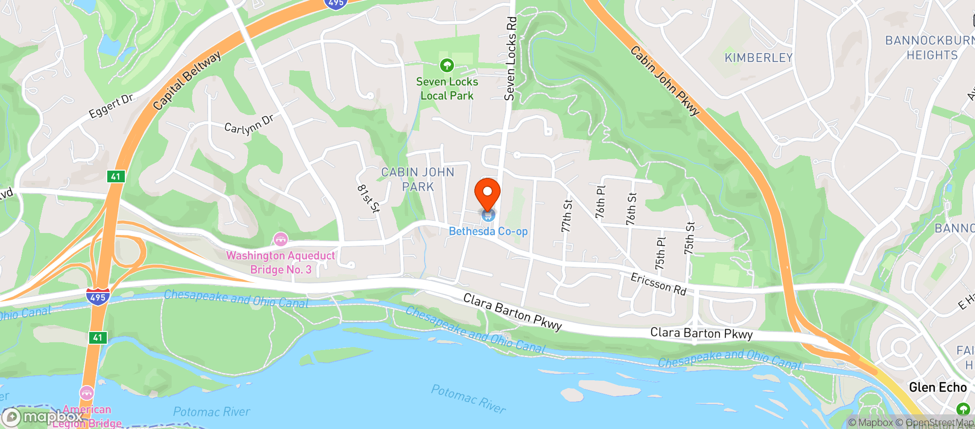 Map showing Bethesda Food Coop