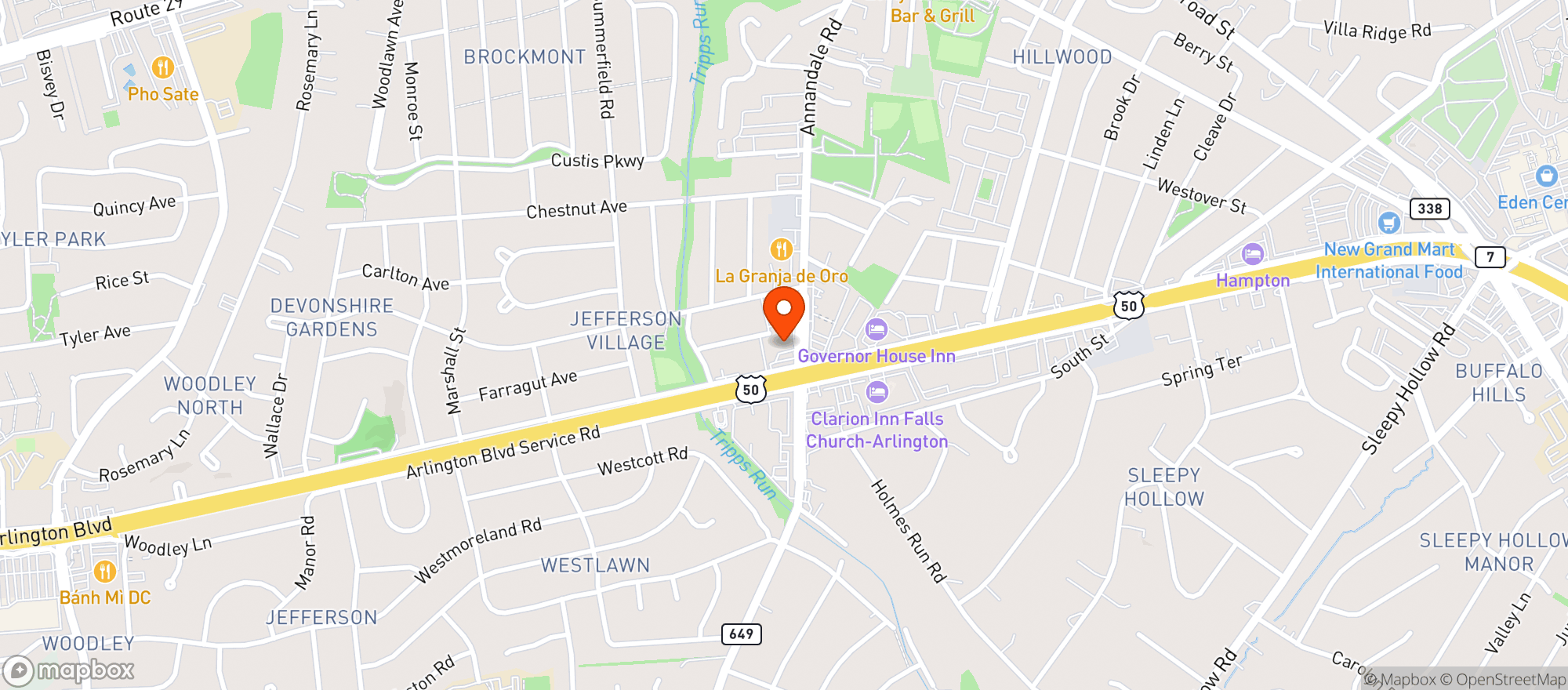 Map showing J V Restaurant
